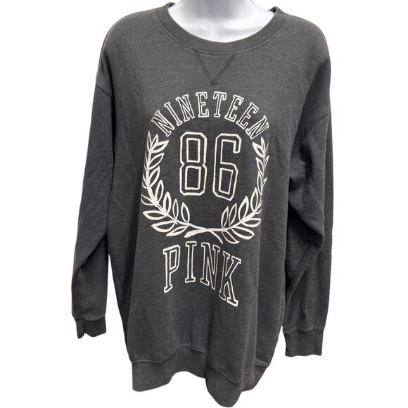 Pink Victorias Secret Tops - Pink Victorias Secret Women Sweatshirt XS Gray Logo 86 Crew pullover oversized